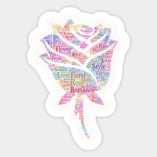 Rose Flower Silhouette Shape Text Word Cloud Sticker